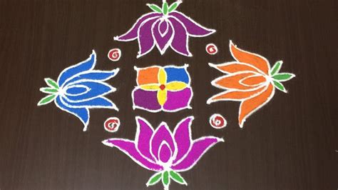 Beautiful Lotus Rangoli Designs With 11 1 Dots How To Make Lotus