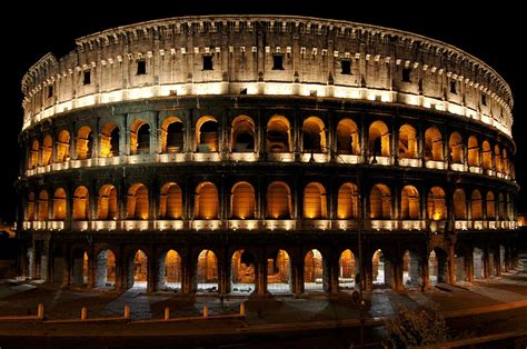 The Flavian Amphitheatre Coliseum Night View Rome Flavian
