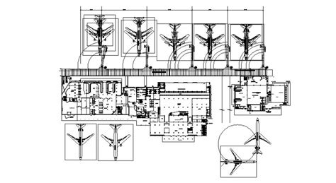 Airport Terminal Layout Plan And Landscaping Structure Cad Drawing