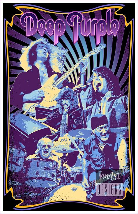 Deep Purple Illustration Poster Deep Purple Vintage Poster Etsy