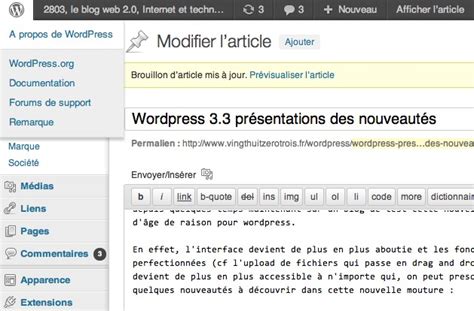 Wordpress 33 Présentations Des Principales Nouveautés 2803 Le Blog