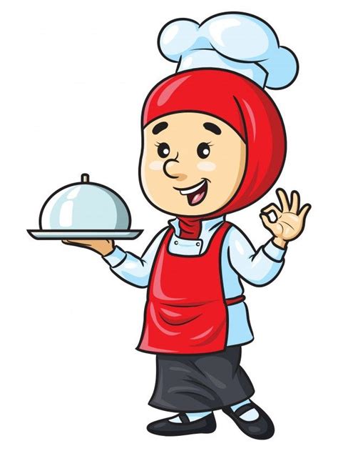 Premium Vector Cartoon Female Chef With Hijab Logo Illustration
