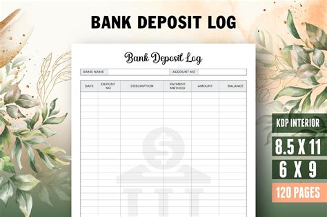 Bank Deposit Log Book Tracker Journal Graphic By Vector Cafe · Creative