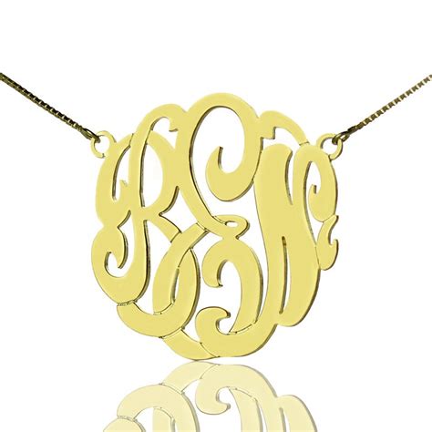 18k Gold Plated Large Monogram Necklace Hand Painted Large Monogram Necklace Monogram Initial