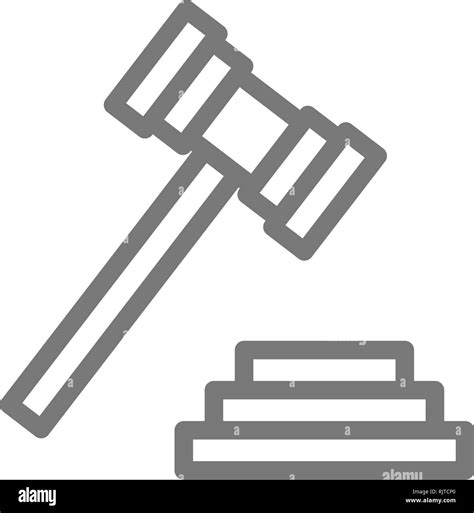 Judge Or Auction Hammer Court Gavel Line Icon Stock Vector Image And Art