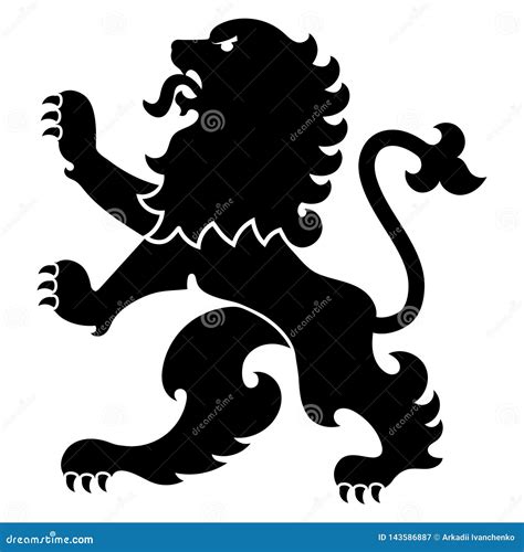 Heraldic Coat Of Arms Heraldic Lion Silhouette Stock Vector