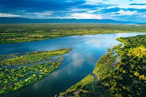 Aerial View Over The Zambezi River Zambia Stock Photo Download Image