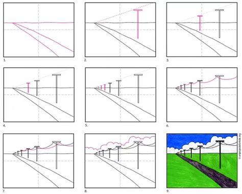 Easy How To Draw A One Point Perspective Landscape One Point