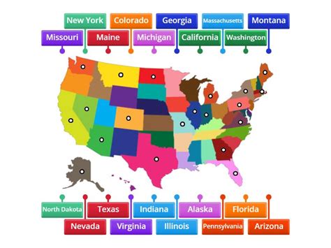 Us 50 States Map Test Labelled Diagram