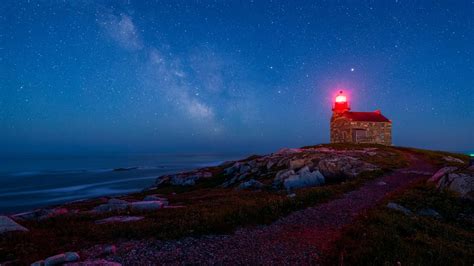 Starry Lighthouse Bing Wallpaper Download