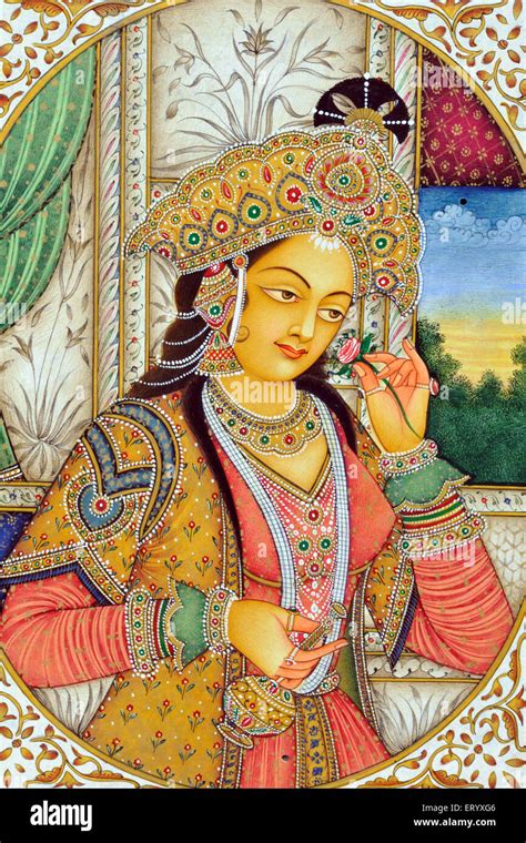 Miniature Painting Of Mughal Queen Mumtaz Mahal Stock Photo My Xxx