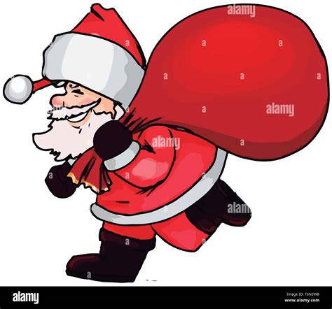 Santa Claus With A Big Bag Full Of Ts Vector Color Drawing Or