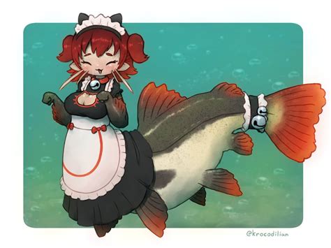 Cat Maid Catfish Mermaid By Krocodilian Imaginarymerfolk