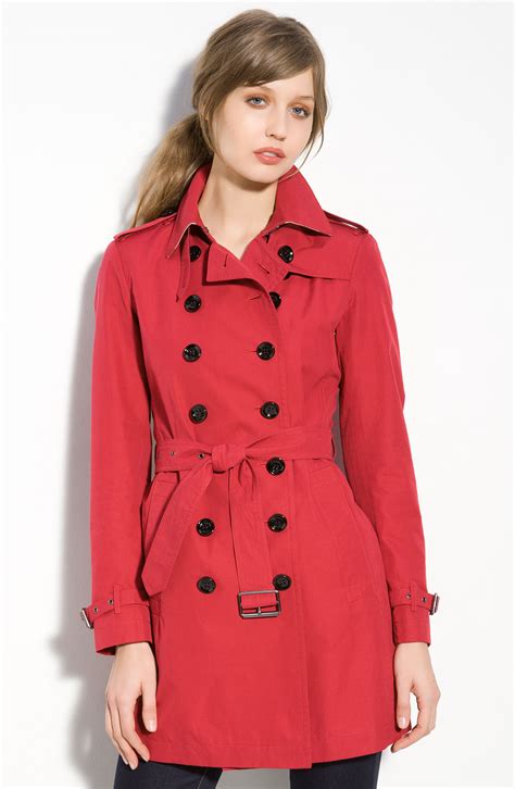 Burberry Brit Belt Trench Coat In Red Military Red Lyst