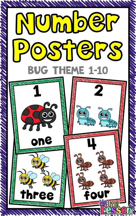 These Printable Number Posters 1 10 Include Two Colorful Bug Themed Posters For Each Of The