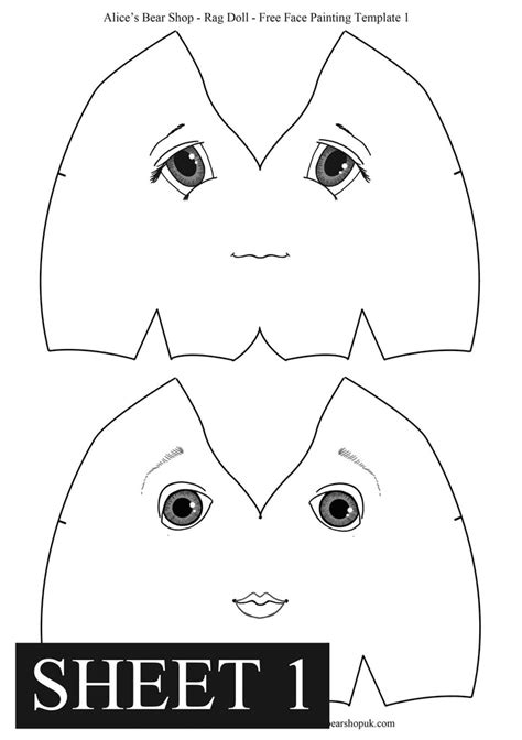 Free Rag Doll Face Painting Templates Alices Bear Shop