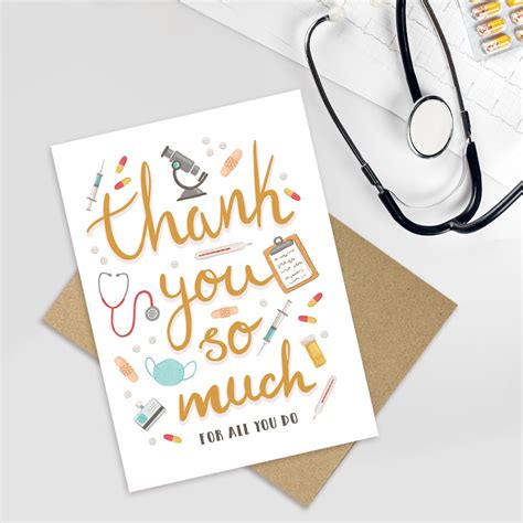 Medical Thank You Card For Doctors With Illustrated Medical Etsy