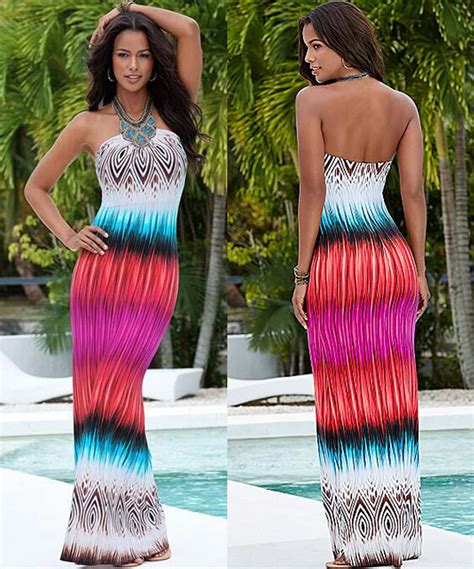 Buy Bohemia Print Summer Strapless Beach Dress 2017 Bodycon Long Maxi Elegant