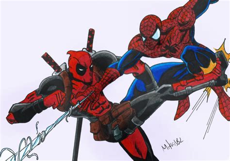 spiderman vs deadpool by mikees on deviantart