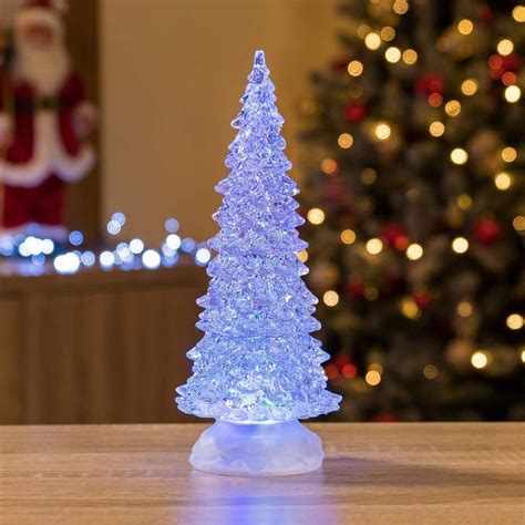 Garden Mile® 27cm Colour Changing Glitter Christmas Tree Water Spinner