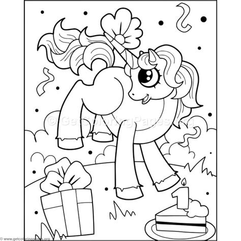 This printable unicorn coloring page pdf shows a large crescent moon with a unicorn head, spiral horn, long eyelashes with a flower in the unicorn's flowing hair sprinkled with stars. Free Instant Downloads Unicorn and Cake Coloring Pages # ...