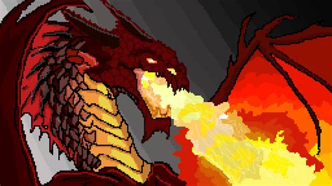 Pixilart Fire Dragon  By Birdwoman