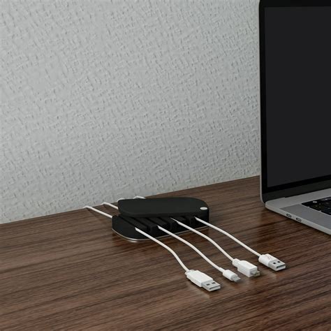 Desktop Cable Organizer Cord Management For 7 Wires Non Slip Base