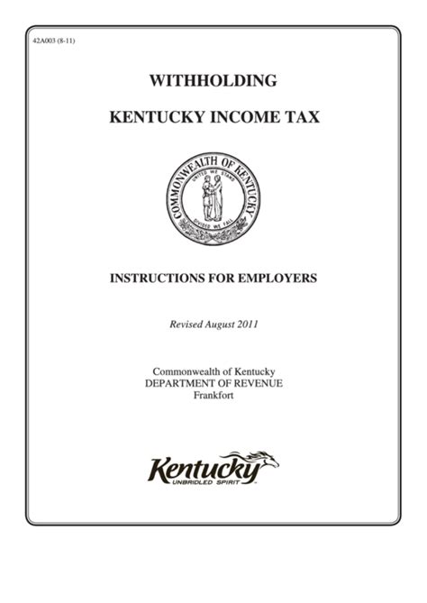 Instructions For Employers Withholding Kentucky Income Tax Printable