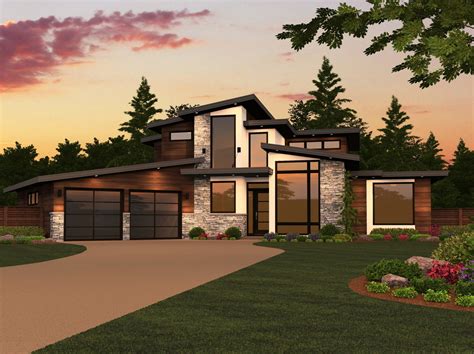 Contemporary House Plans Modern Two Story Home Plan H