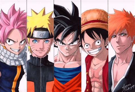 Natsu Naruto Goku Luffy Ichigo By Mathew06 On Deviantart