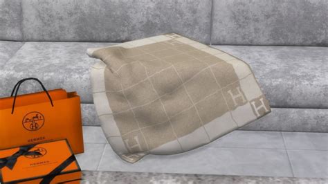 Роскошное кашемировое одеяло Hermes The Sims 4 Скачать Simsdomination