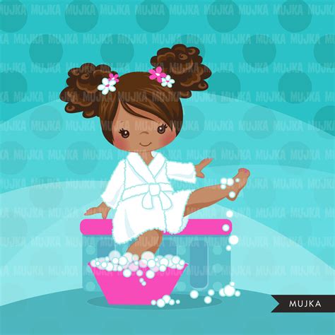 Spa Clipart Party Black Girl Graphics Bath Nail Polish Spa Birthda