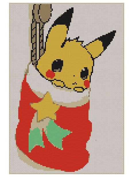 X Mas Pikachu Christmas Pikachu Pdf Pattern Etsy In 2020 Pikachu Cross Stitch Pikachu