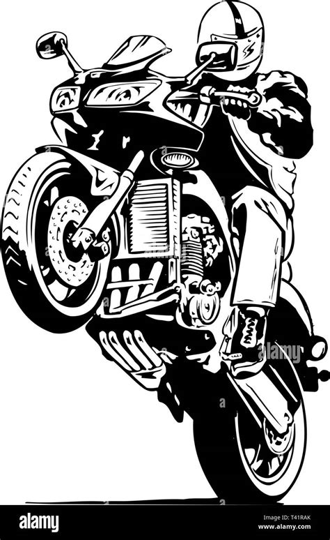 Motorcycle Wheelie Vector Illustration Stock Vector Image And Art Alamy
