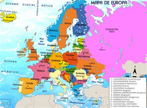 Mapa con los países de la ue. ¿Cuántos países hay en Europa y cuáles son?