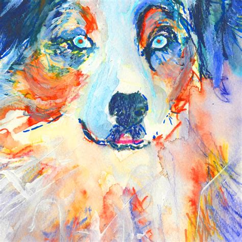 Colourful Australian Shepherd Painting Print Abstract Oz Dog Etsy