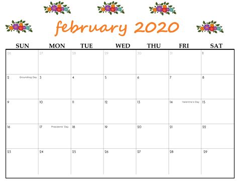 February 2020 Calendar Pdf Excel Sheet Free Printable Calendar