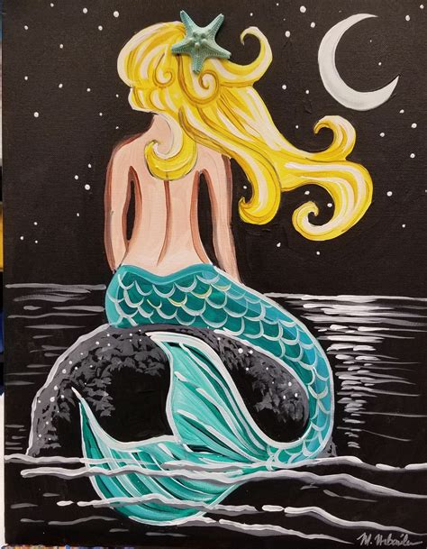 Mermaid Art Painted Conch Wine And Canvas Canvas And Acrylic