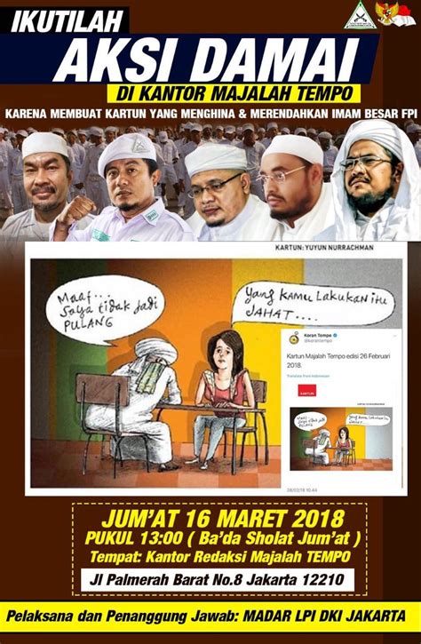 Berita laskar fpi terbaru hari ini: FPI Demo Tempo karena 'Kartun Pria Bersorban Tak Jadi Pulang'