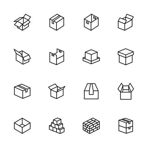 Line Icon Set Of Cardboard Boxes 1181661 Vector Art At Vecteezy