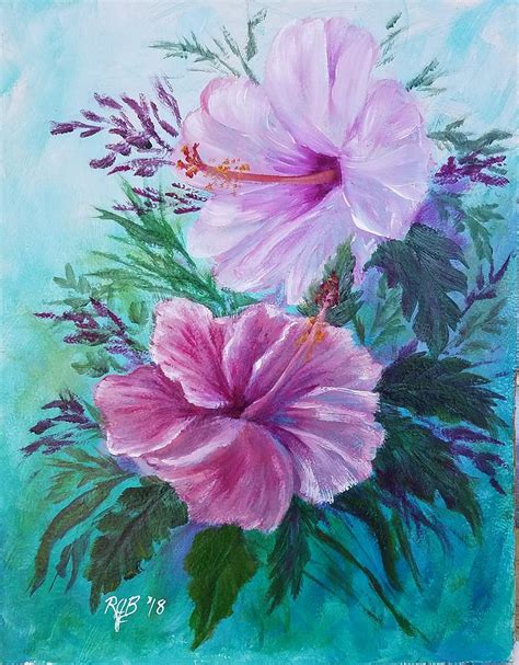 Pink And Red Hibiscus Painting By Rick Berube Fine Art America