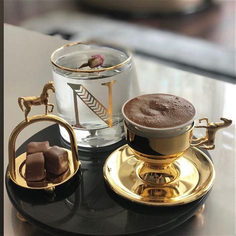 Black Gold Or Silver Turkish Coffee Tumbler Set Brass Coffee Etsy