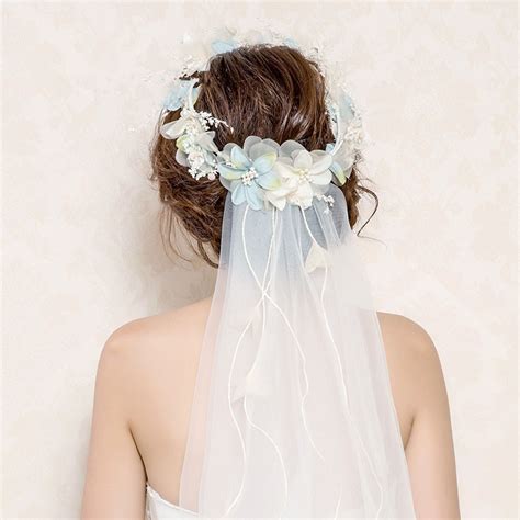 2017 newest flower crown veil flower headbands tiaras veil wedding hair accessories bridal