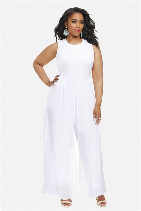 Plus Size Giuliana Jumpsuit With Chiffon Overlay Plus Size Jumpsuit