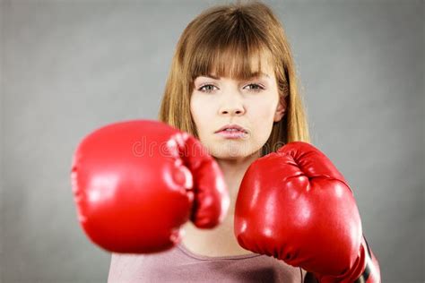 Woman Wearing Boxing Gloves Stock Photo Image Of Motivation Woman