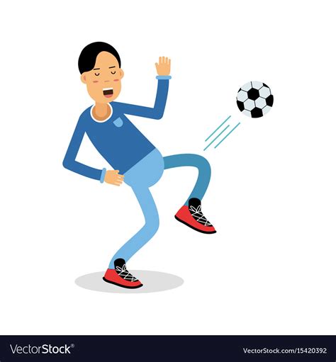 Active Young Boy Kicking A Soccer Ball Cartoon Vector Image