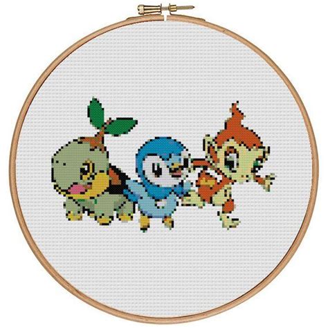 Pokémon Starters Generation 4 Nintendo Turtwig Piplup Chimchar Etsy Cross Stitch Patterns