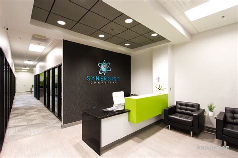 Office Reception Area With Texture Wall Custom Reception Desk And