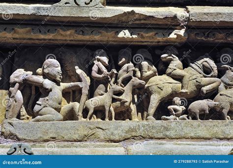 Relief Carving Of Hunting Scene On The Wall Of Lakshmana Temple