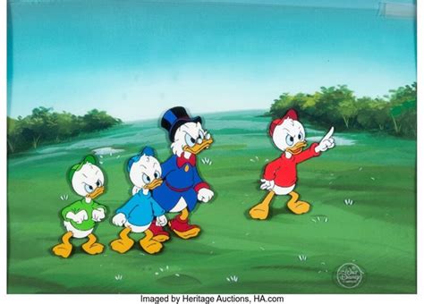 Ducktales Scrooge Mcduck With Huey Dewey And Louie Production Cel